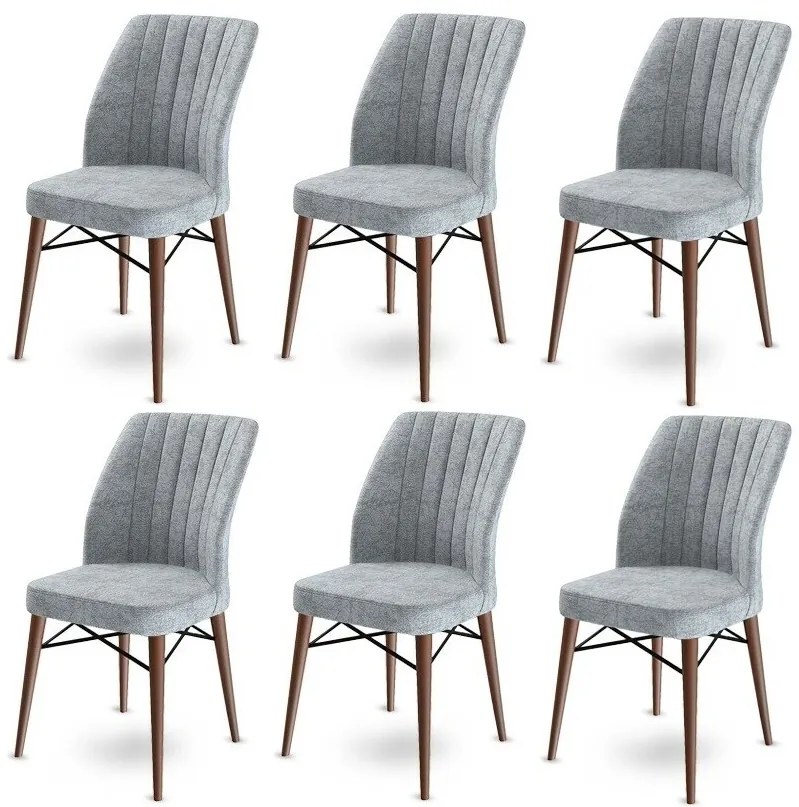 Súprava jedálenských stoličiek Flex Grey and Brown, 6 ks