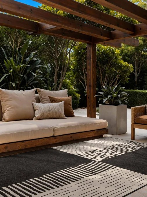 Koberec HARINGEY krémový / čierny