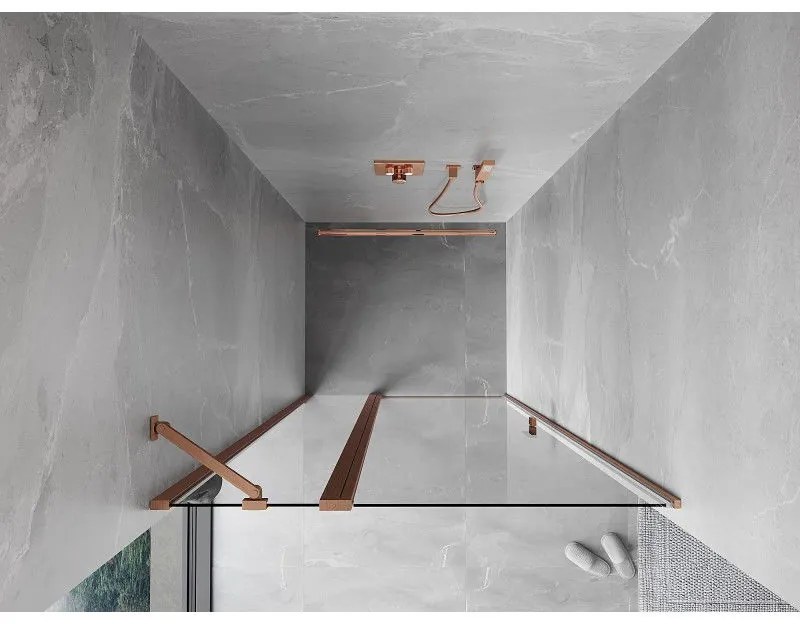 Mexen MIST, 1-krídlové sprchové dvere (1d+1s) 110x200 cm, 6mm číre sklo, medený profil, 8A4-110-000-65-00