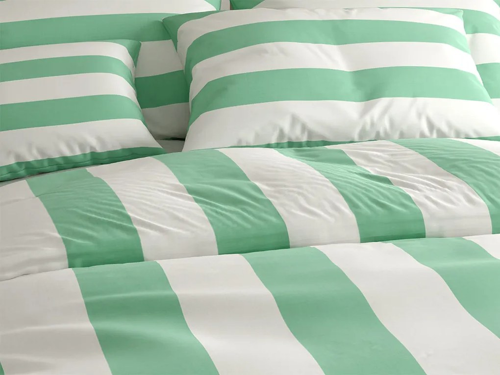Bavlnené obliečky STRIPES bielo-zelené Rozmer obliečky: 70 x 90 cm | 140 x 200 cm