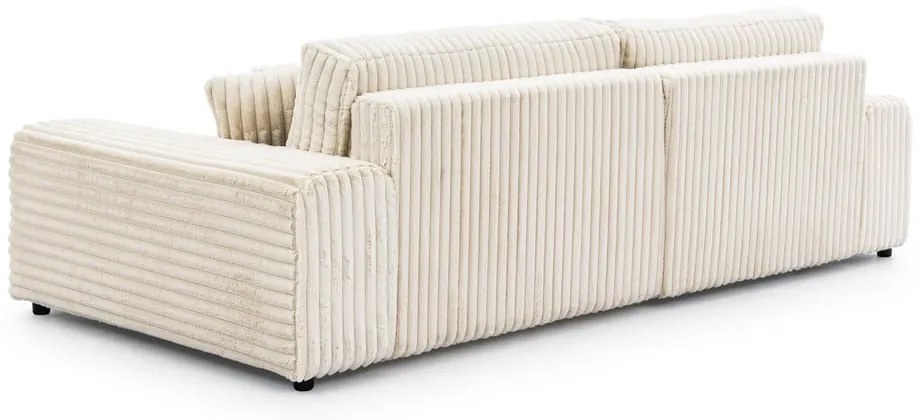 Krémová menčestrová rozkladacia/s úložným priestorom rohová pohovka (ľavý roh) Sarina – Ropez