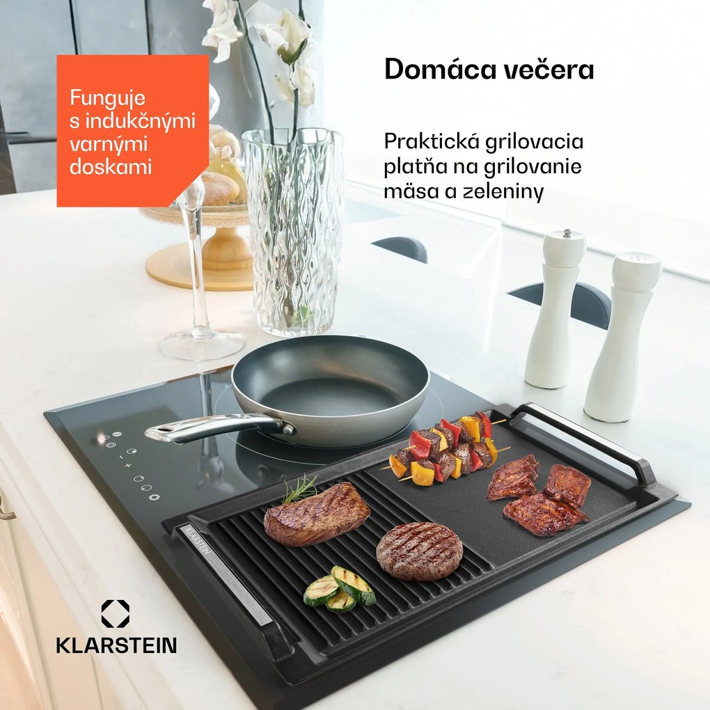 Klarstein Delicatessa Grill Pan, grilovacia platňa, príslušenstvo k indukčnej varnej doske, čierna