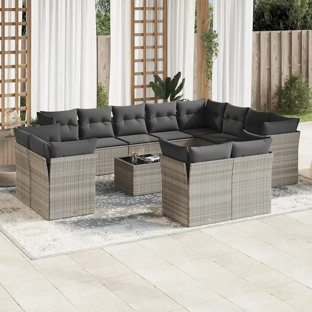 vidaXL 13-dielna záhradná sedacia súprava s vankúšmi polyratanová