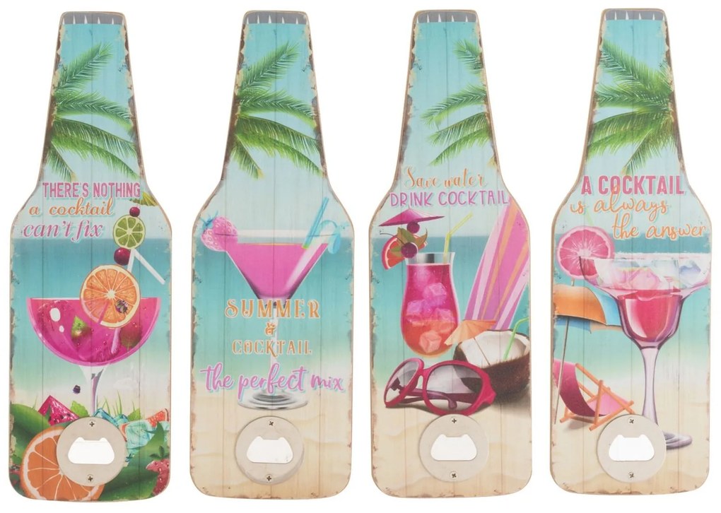 Set 4ks nástenných otváračov Coctail - 10 * 30 * 1 cm