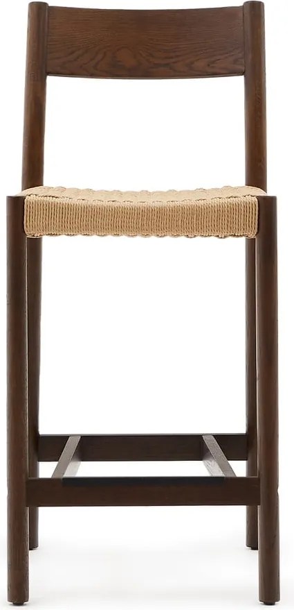 Hnedá/v prírodnej farbe barová stolička z dubového dreva (výška sedadla 65 cm) Yalia – Kave Home