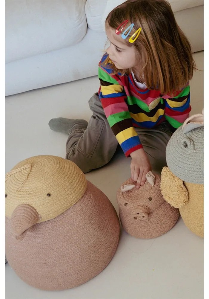 Svetloružový látkový detský kôš na hračky ø 17x15 cm Mini Peggy the Pig – Lorena Canals