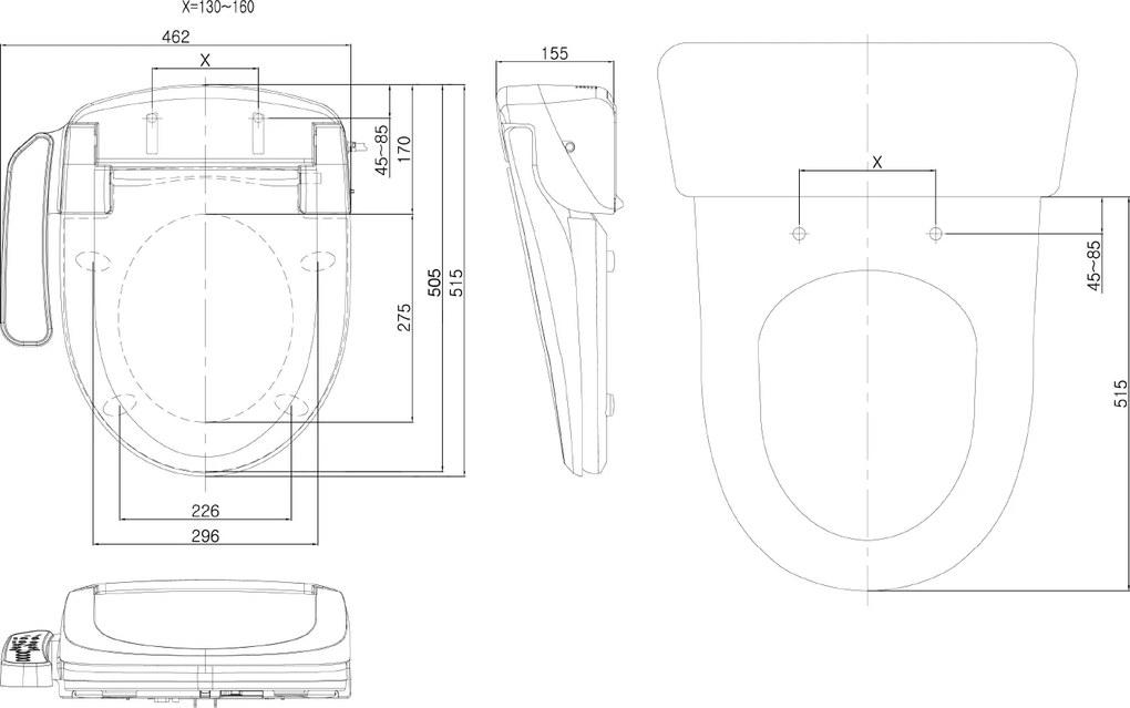 Sapho Sapho, AVVA závesné WC s elektronickým bidetom BLOOMING EKO PLUS, NB-1160D-3