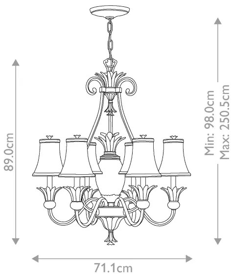 Hinkley HK-PLANT7-PZ - Luster na reťazi PLANTATION 7xE14/40W/230V bronzová