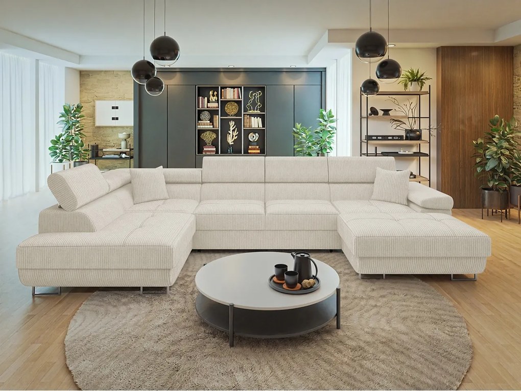 Rohová sedačka U Terazuro Bis S (krémová) (s úl. priestorom) (L)