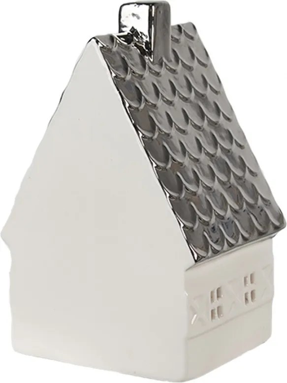 Béžová dekorácia porcelánový domček s Led svetielkami Christmas House M - 8*7*12 cm
