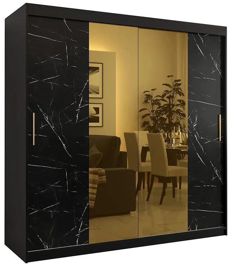 Skriňa Platinum T1 200 čierna marmur/čierna