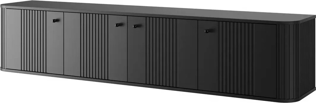 Závesná TV skrinka Vespera 4D 187 cm - čierna