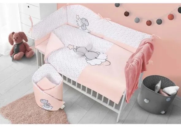 BELISIMA 6-dielne posteľné obliečky Belisima Cute Mouse 100x135 ružové
