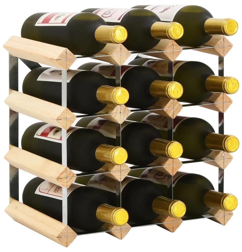 vidaXL Stojan na víno na 12 fliaš masívne borovicové drevo