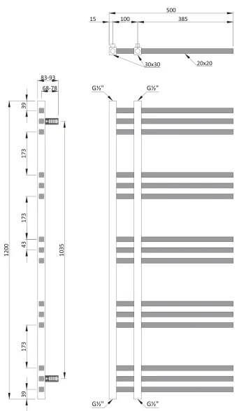 Sapho - Kúpeľňový radiátor MAGDALENA 408W/230V 50x120 cm lesklý chróm