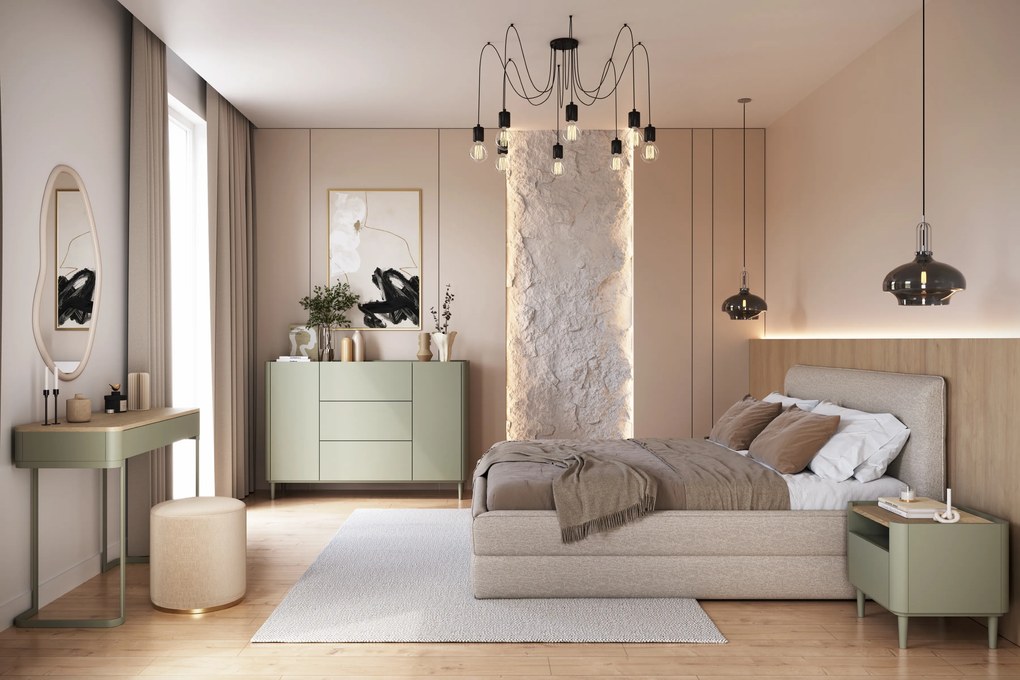 Elivo konzola 110 cm so zásuvkami na ráme - eukalyptus / dub baltic dune