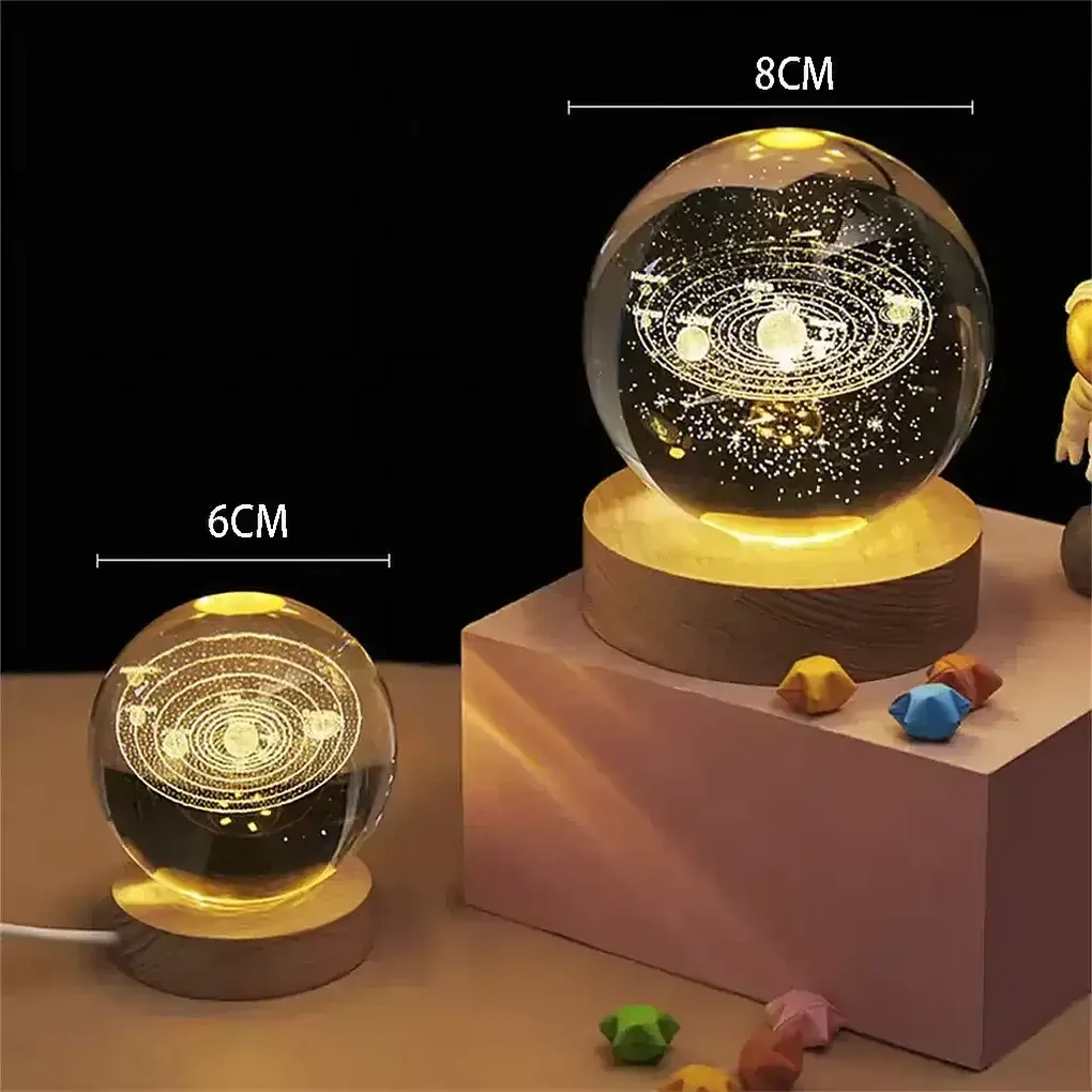 3D Visual KS-3D LP4 - 3D LED lampa krištáľová guľa - Slnečná sústava