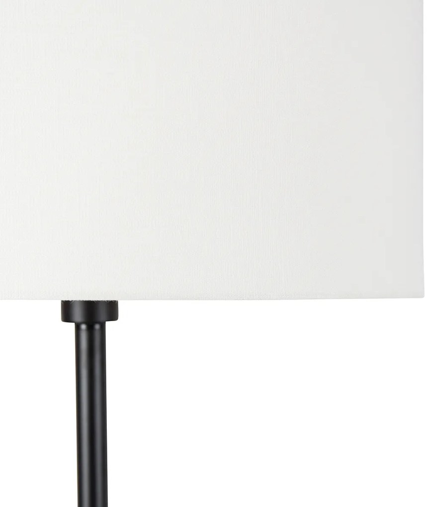 Stojaca lampa čierna s tienidlom bielym 50 cm - Simplo