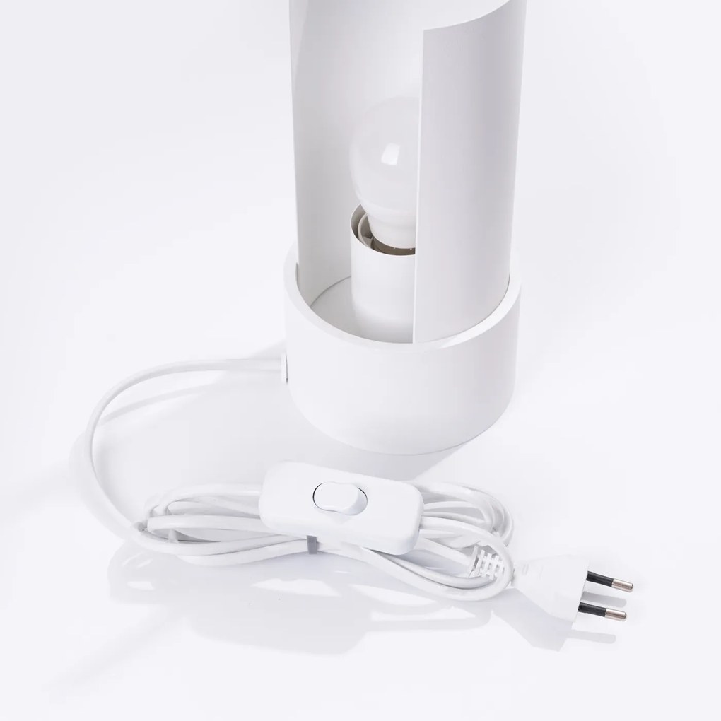 Stolná lampa Flash, 1x biele kovové tienidlo