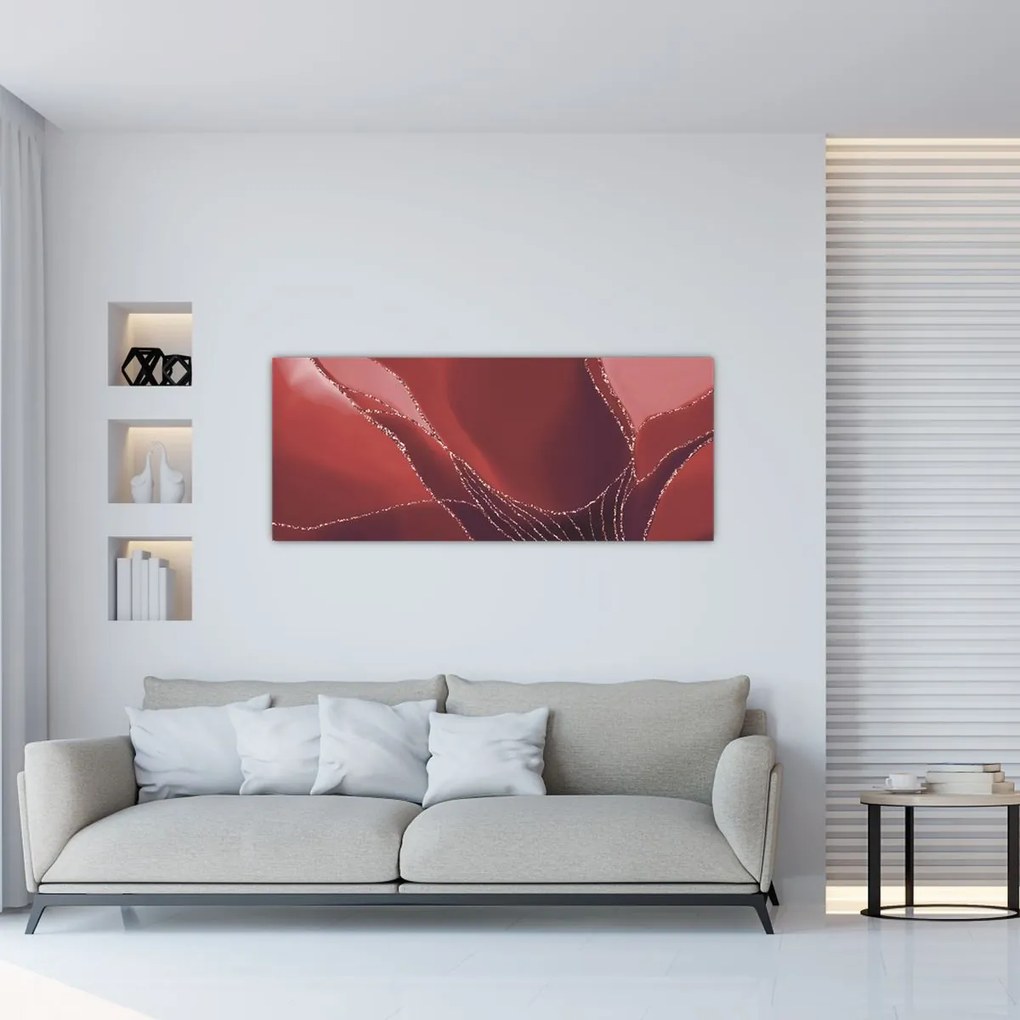 Obraz - Červená abstraktná kvetina N⁰2 (120x50 cm)