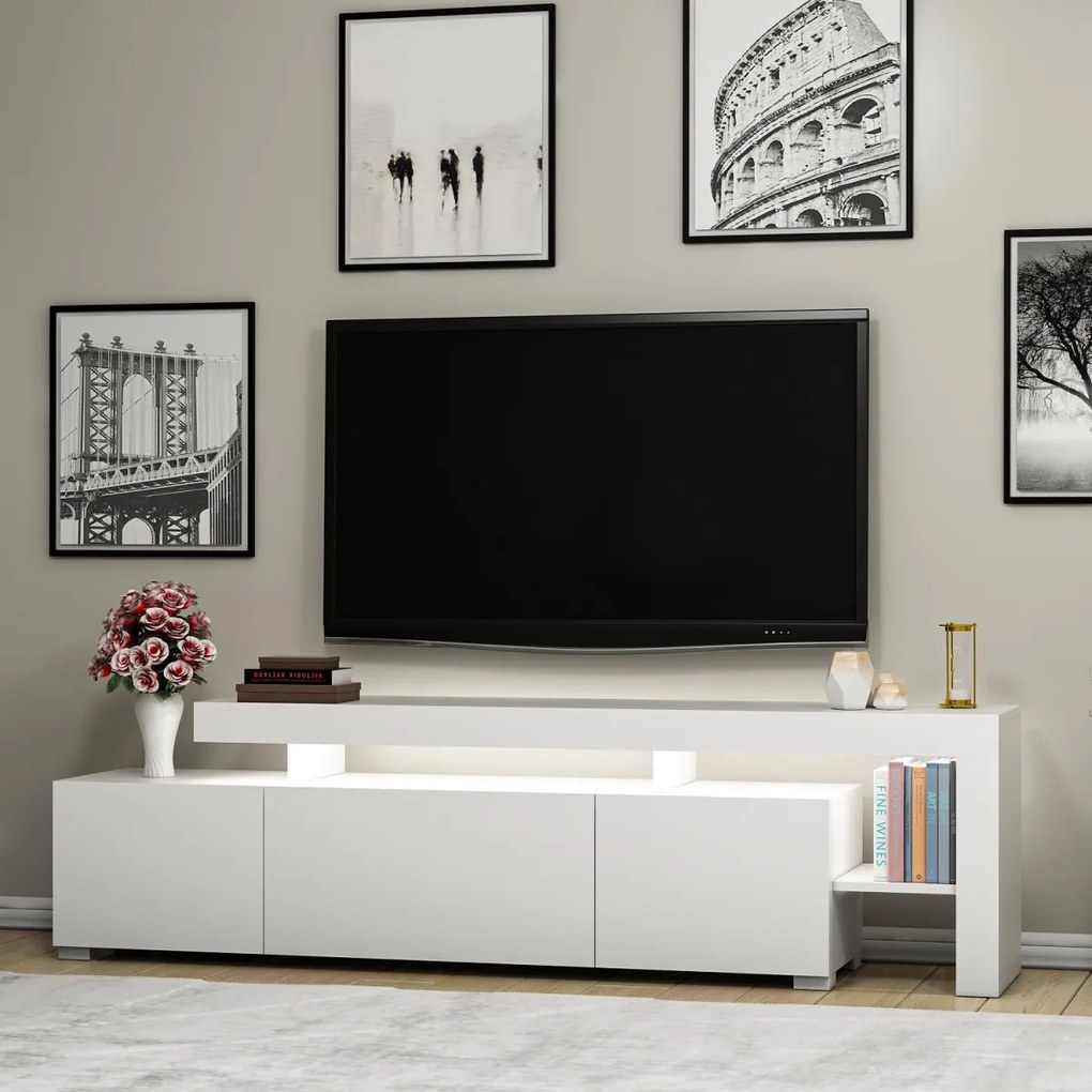 TV stolík Beliz s LED osvetlením biely