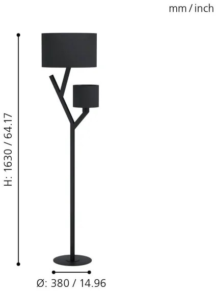 Eglo 39889 - Stojacia lampa BALNARIO 2xE27/40W/230V