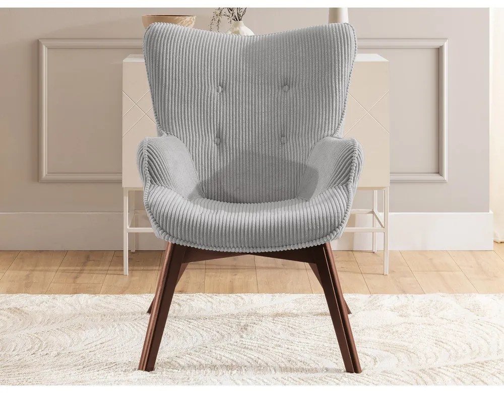 Sivé menčestrové kreslo Niko – Ropez