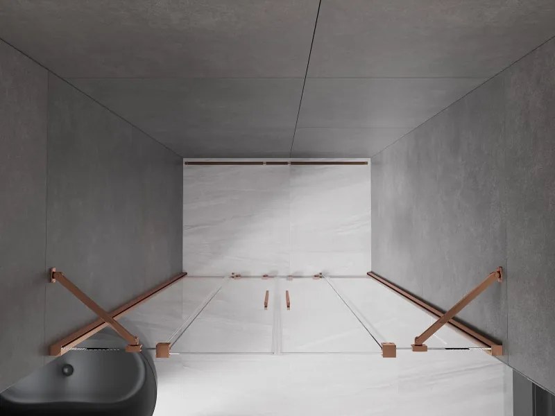 Mexen Velar Duo, posuvné dvere do otvoru 150x200 cm, 8mm číre sklo, ružové zlato, 871-150-000-02-60