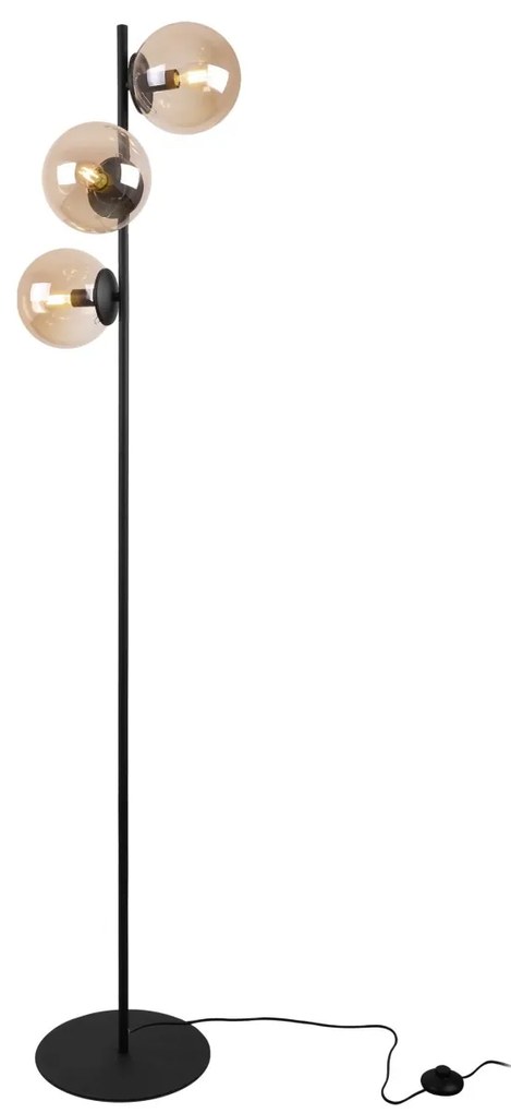 Stojacia lampa Paris, 3x medové sklenené tienidlo, B
