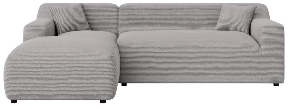 Svetlosivá menčestrová rohová pohovka (ľavý roh/s leňoškou) Martin – Ropez