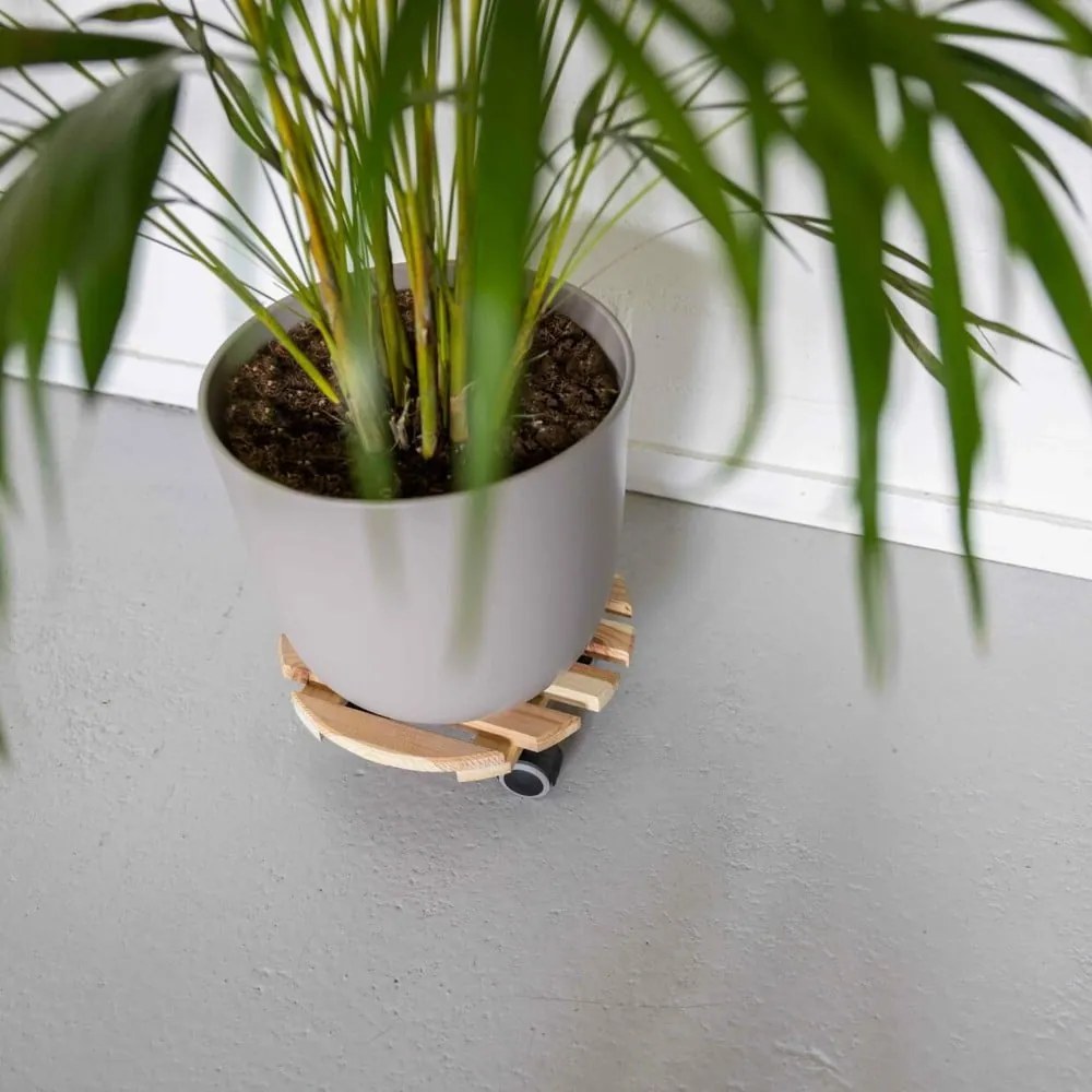 Drevený pojazdný podstavec pod kvetináč ø 29 cm (výška 8 cm) Indoor – Esschert Design