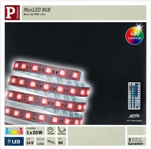 Paulmann 70587 - LED RGB/20W stmievateľný pás MAXLED 1,5 m 230 V + diaľkový ovládač