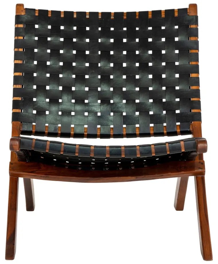 Čierne kožené kreslo s výpletom Perugia - House Nordic