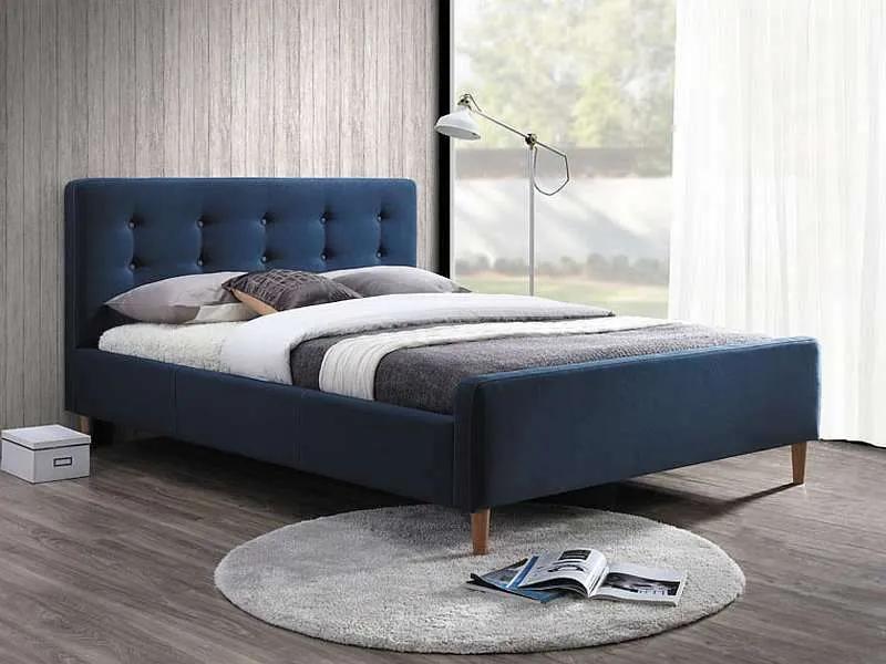 Modrá čalúnená posteľ PINKO 160 x 200 cm Matrac: Matrac SOMNIA 17 cm