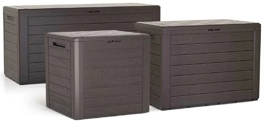 Prosperplast Woodebox Záhradný box 58,5cm, 140l, umbra MBWL140