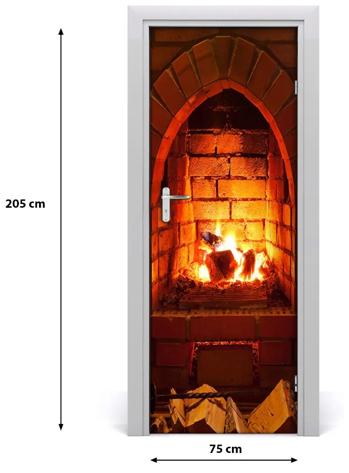 Fototapeta na dvere oheň v krbe 75x205 cm