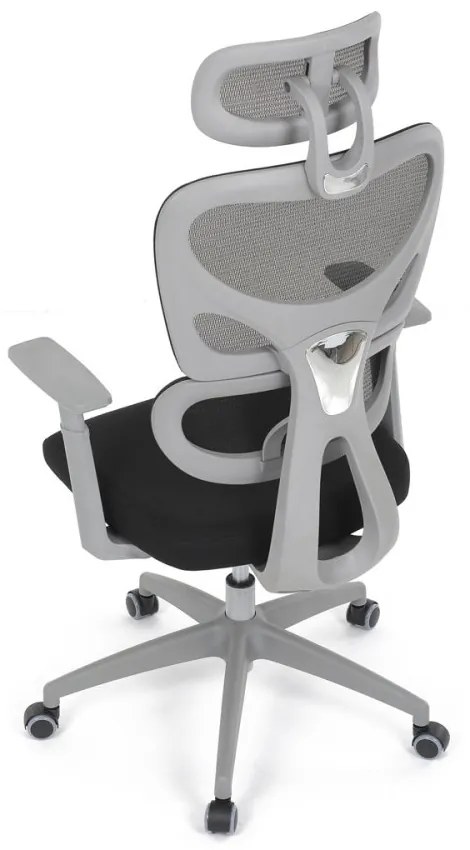 Kancelárska ergonomická stolička GRANT II — sieť, látka, sivá/čierna