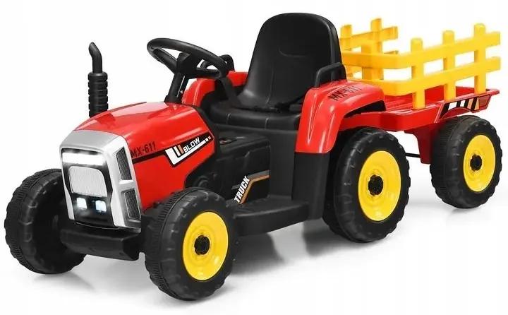 Elektrický traktor s prívesom 8,5 km/h | červený