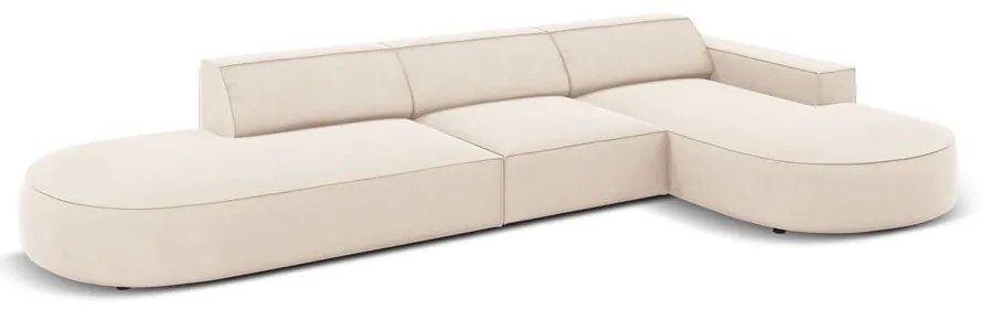 Béžová zamatová rohová pohovka (pravý roh) Jodie - Micadoni Home