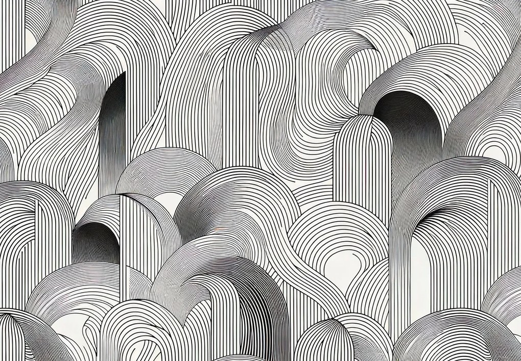Fototapeta - Zmätok čiernych línií (147x102 cm)