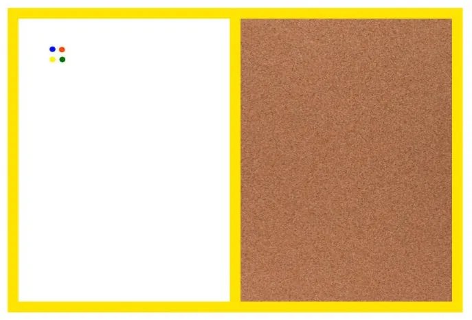Toptabule.sk KMTDRZLR Kombinovaná tabuľa v žltom drevenom ráme 120x90cm