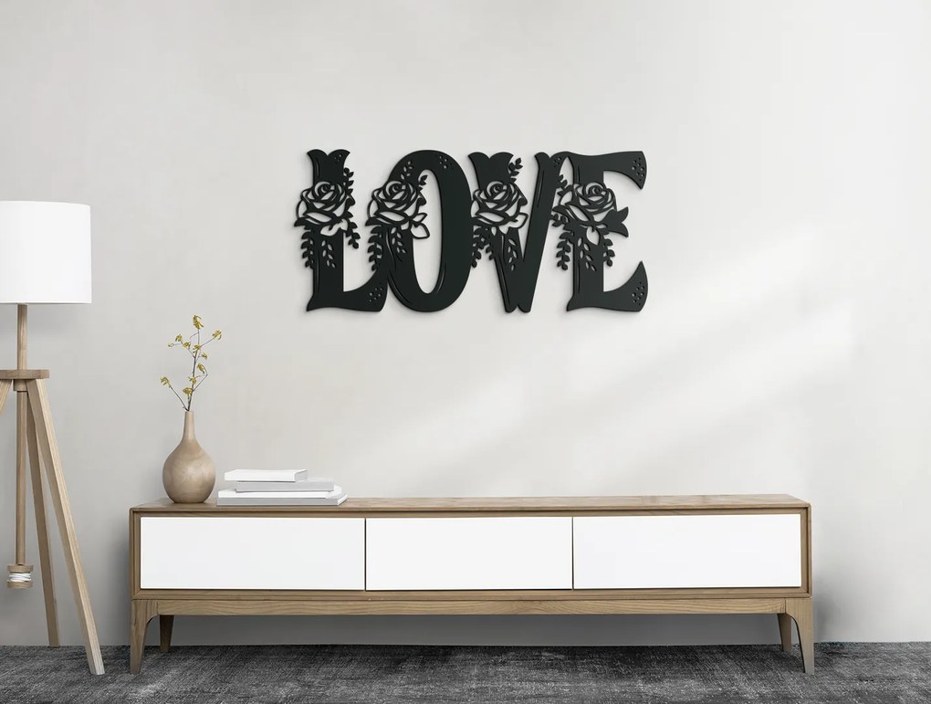 drevko Drevený nápis na stenu LOVE Rozmer obrazu: 20,5 x 44,5 cm, Farba dekorácie: Čierna