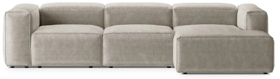 Béžová menčestrová rohová pohovka (pravý roh/s leňoškou) Bergamo – Cosmopolitan Design