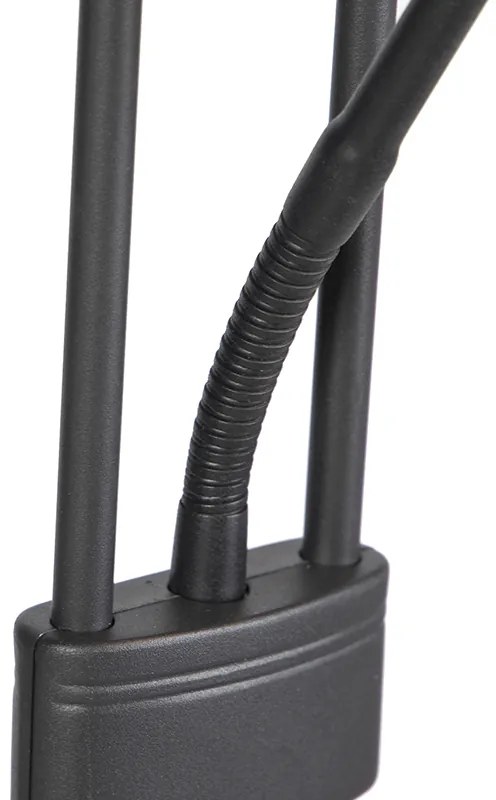 Stojacia lampa čierna s lampou na čítanie vrátane LED a stmievača - Diva 2