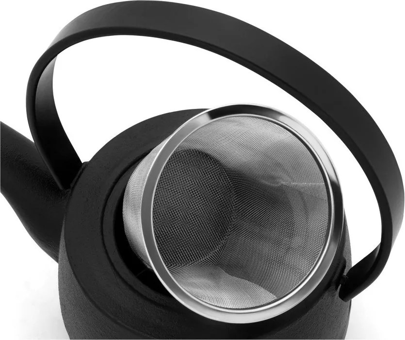 Čierna kanvica na čaj z liatiny so sitkom 1,2 l Kobe – Bredemeijer