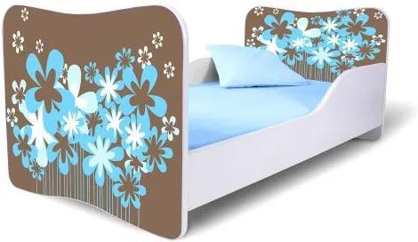 MAXMAX SKLADOM: Detská posteľ KVETY HNEDÉ 160x80 cm + matrac ZADARMO 160x80 pre dievča NIE
