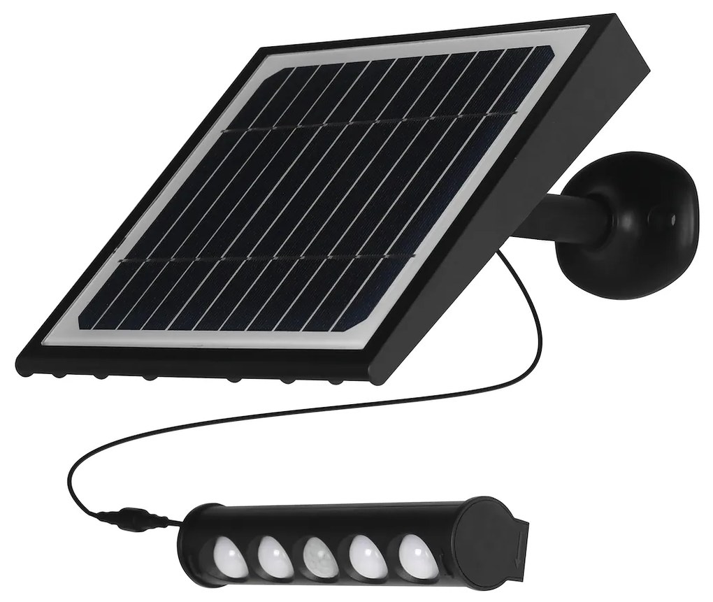 Ecolamp Exteriérové solárne LED svietidlo Talent, 4x LED 8w, čierna, pohybový senzor