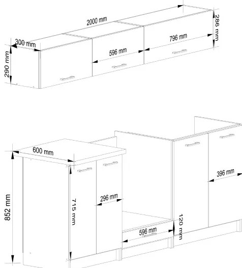 Kuchynská linka OLIWIA G1 2.0 m biela