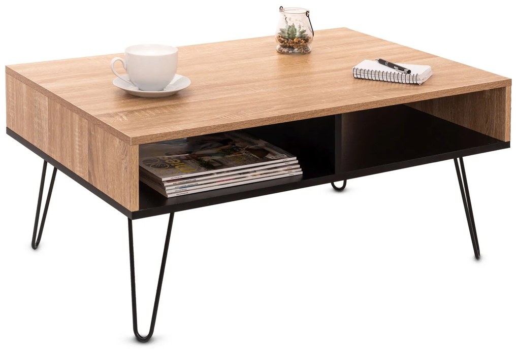 Tutumi, obdĺžnikový konferenčný stolík 90x60x40 cm R20FFTCFT001, čierna-dub sonoma, KRZ-07000