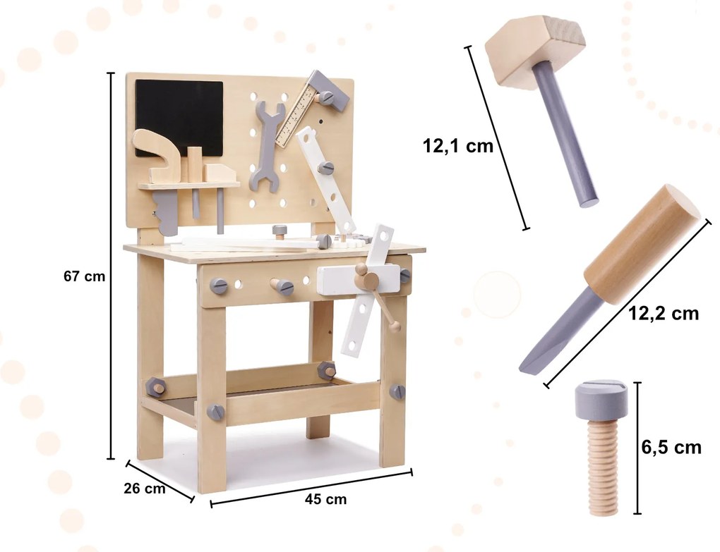 KIK Dřevěná dílna s nářadím na stole DIY set